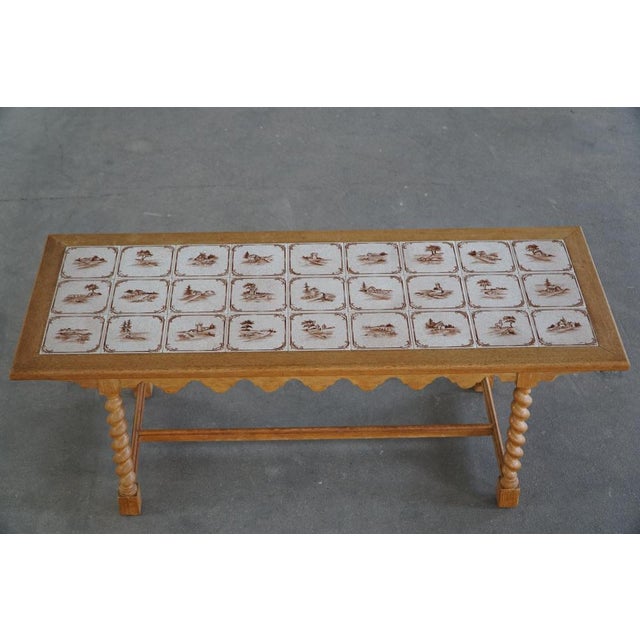 Mid-Century Modern Danish Oak Coffee Table with Ceramic Tile Top, 1950s For Sale - Image 9 of 18