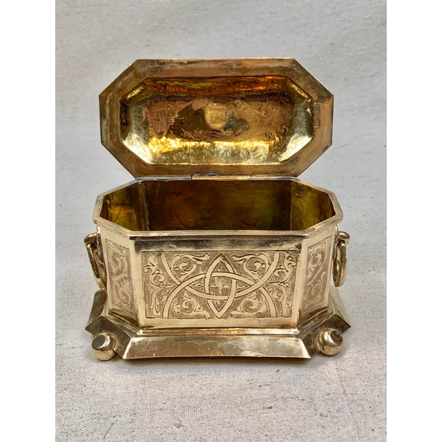 Vintage Etched Brass Box With Handles Chairish