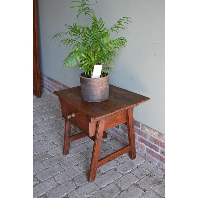 2000 - 2009 Antique Spanish Fruit Tree Wood Payment Table For Sale - Image 5 of 10