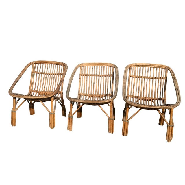 Vintage French Rattan Armchairs, 1960s, Set of 3 For Sale - Image 12 of 12