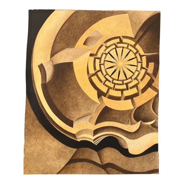 1970’s Original Abstract Precisionist Watercolor Painting For Sale