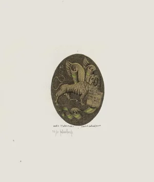 Lion Etching by Gaetano Pompa, 1980s