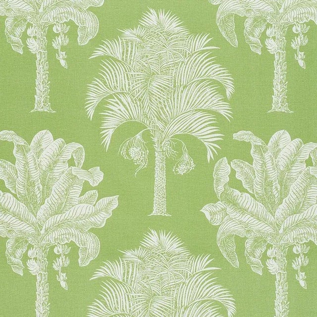 Schumacher Grand Palms Fabric in Leaf For Sale