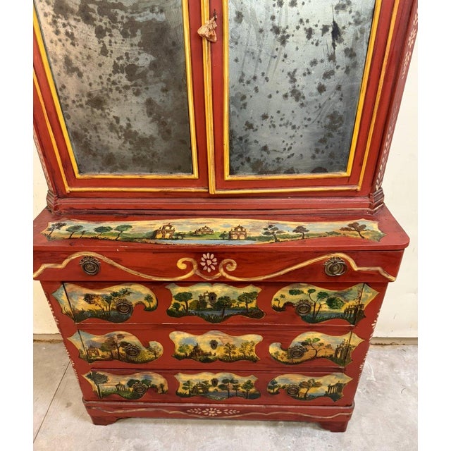 Brown Venetian Louis XV Style Lacquered Wood Bookcase For Sale - Image 8 of 13
