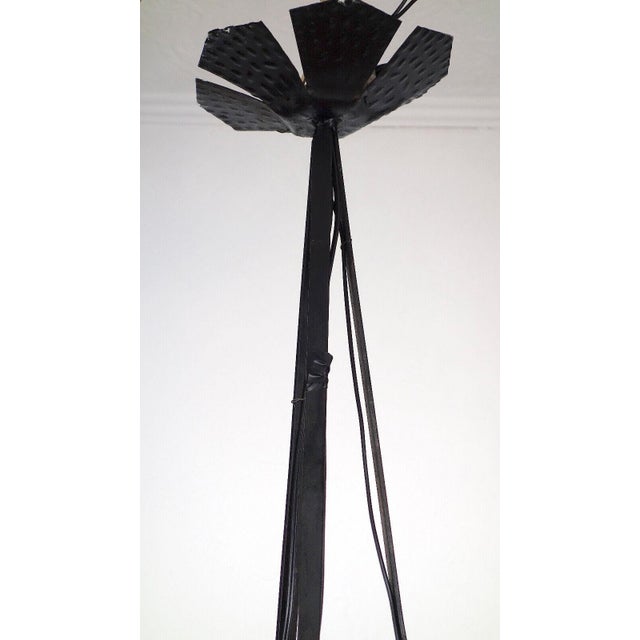 French Art Deco Wrought Iron Degue-Ros Pate de Verre Chandelier, 1930s For Sale - Image 6 of 15