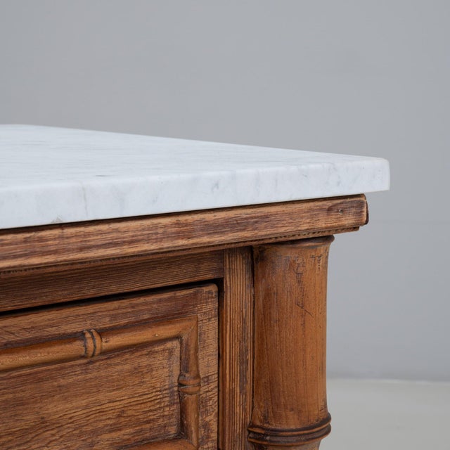 1900s French Faux Bamboo Chest of Drawers With Marble Top For Sale - Image 11 of 18