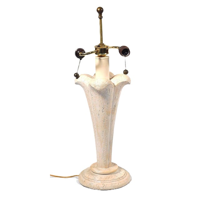Pair of Post Modern Tulip Floral White Lamps, 20th C., both tested working condition, wear consistent with age and use,...