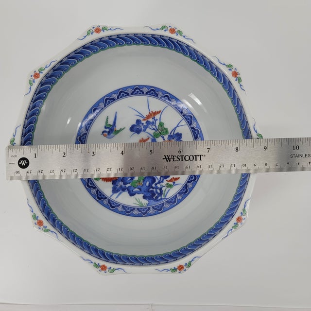 Vintage Japanese Arita Blue and White Phoenix Bowl For Sale - Image 9 of 9