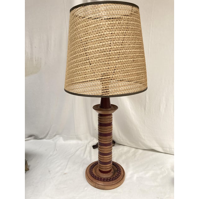 Leather and Wood Covered Lamps by Jacques Adnet, 1950 For Sale - Image 10 of 10