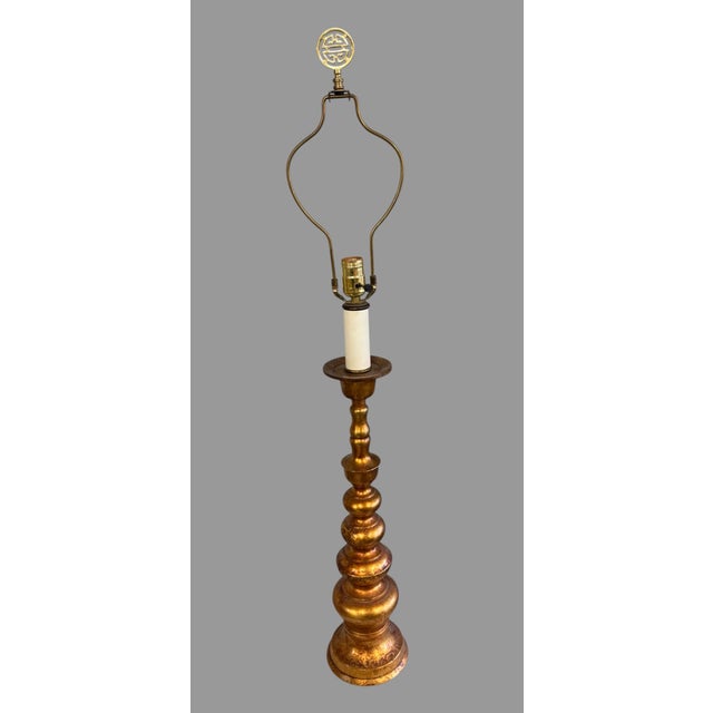 Vintage Mid Century Modern Wilmar Gilt Metal 39" Table Lamp For Sale - Image 6 of 8