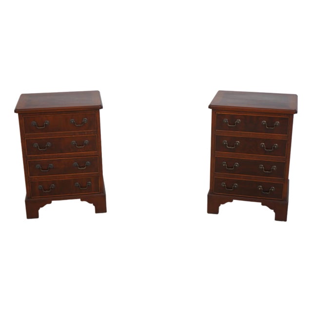 Pair English George III Burl Walnut Chest Nightstands For Sale
