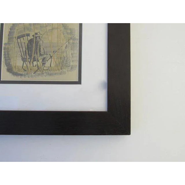 Mid 20th Century "Fisherman" Watercolor and Pen Painting by Thomas Reilly Dibble, Framed For Sale - Image 4 of 6