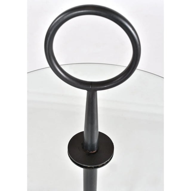 Gio Ponti Pair of Italian Modern Round Glass Gueridon Side Tables With Tripod Steel Bases For Sale - Image 4 of 12