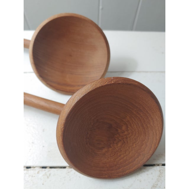 Richard Nissen Vintage Danish Modern Teak Signed Nissen Salad Spoons, a Pair For Sale - Image 4 of 5