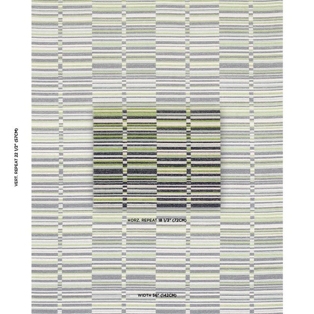 Inspired by a vintage handwoven blanket, this textural, tonal offset stripe in green-and-blue gets its velvety hand from a...