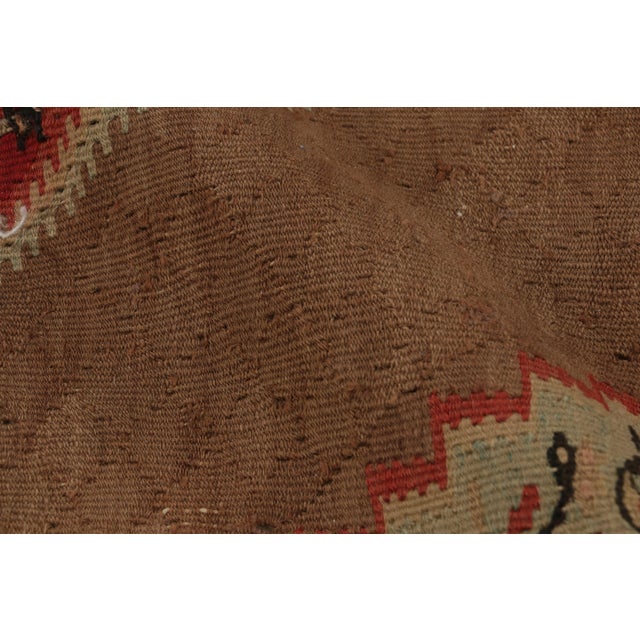 Antique Traditional Senneh Persian Red and Blue Wool Kilim With Earth Tones For Sale - Image 9 of 10