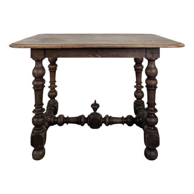 Louis XIII Oak Table with Baluster Legs and H-Shaped Stretcher For Sale