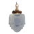 Art Deco Copper Acanthus Leaf Pendant Light W Skyscraper Cobalt Blue Glass Shade For Sale
