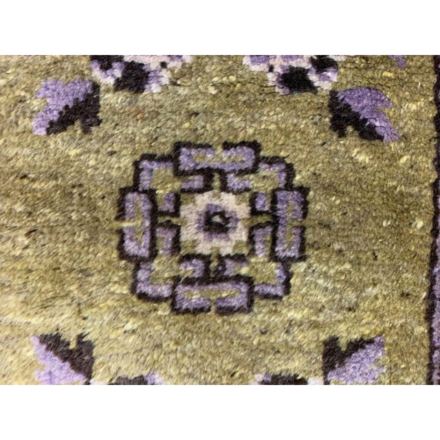 Wood Vintage Chinese Gold and Brown Wool Pao Tao Rug 145x68 cm For Sale - Image 7 of 10