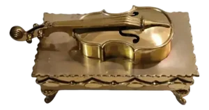 Vintage Large Brass Hinged Violin Storage Box