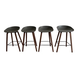 Hay About a Stool 32 - Gray and Walnut Stools - Set of 4 For Sale