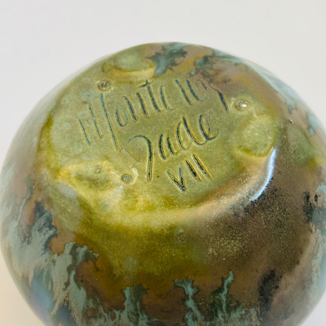 Mid Century Monterey Jade Studio Pottery Vase - Blue and Green Glazes For Sale - Image 10 of 10