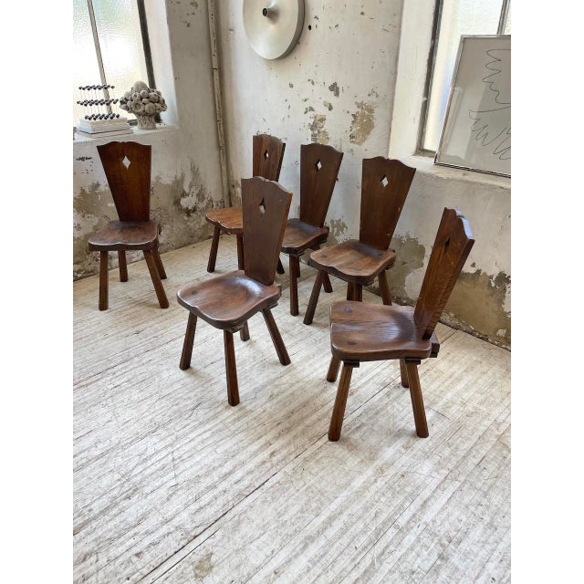 Vintage Oak Folk Art Chairs, 1950s, Set of 6 For Sale - Image 11 of 18