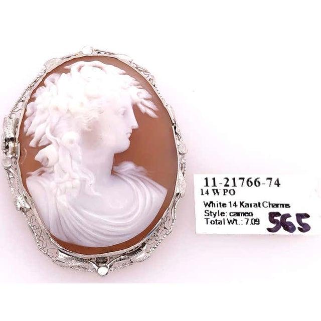 Modern 14 Karat White Gold Cameo Pendant or Brooch For Sale - Image 3 of 7