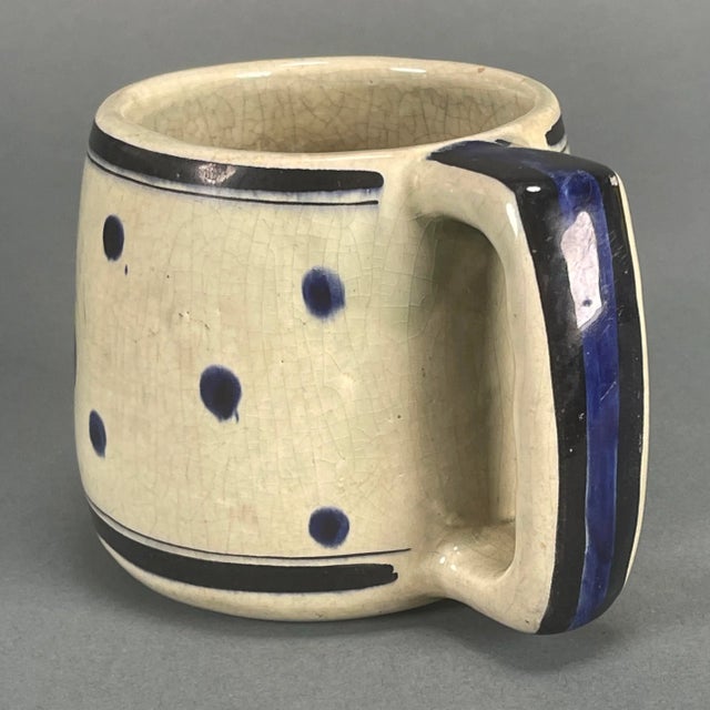 Mexican Vintage 70s Mexican Hand Painted Pottery Coffee Tea Mug With Birds Signed Cat Tonala For Sale - Image 3 of 12