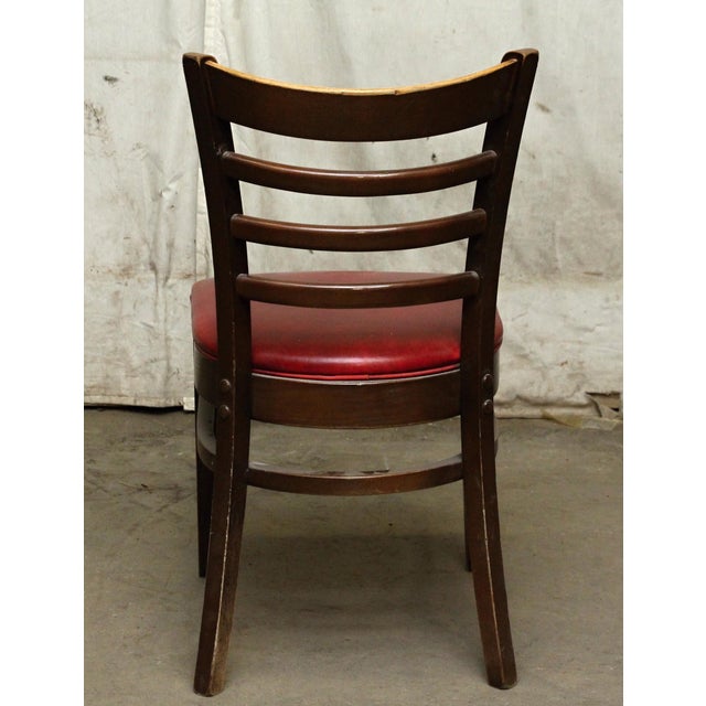 Wood Pair of Chairs With Red Seats For Sale - Image 7 of 8