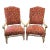 French Louis XIII Style Bleached Oak Throne Chairs With Red Designer Fabric - a Pair For Sale