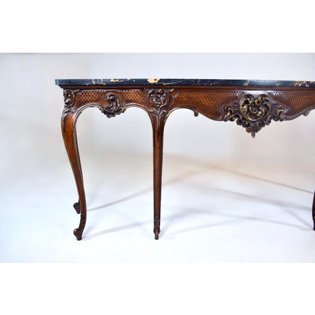 Monumental Louis XV Style Console Table, Portoro Marble Top, 1920s For Sale - Image 10 of 18