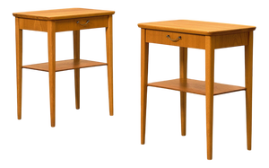 Swedish Bedside Tables in Elm and Beech from Björkås Möbelfabrik, 1950s, Set of 2