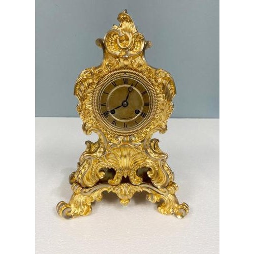 Gilt Rococo Mantel Clock from Dupont De Paris, 1850 For Sale - Image 11 of 11