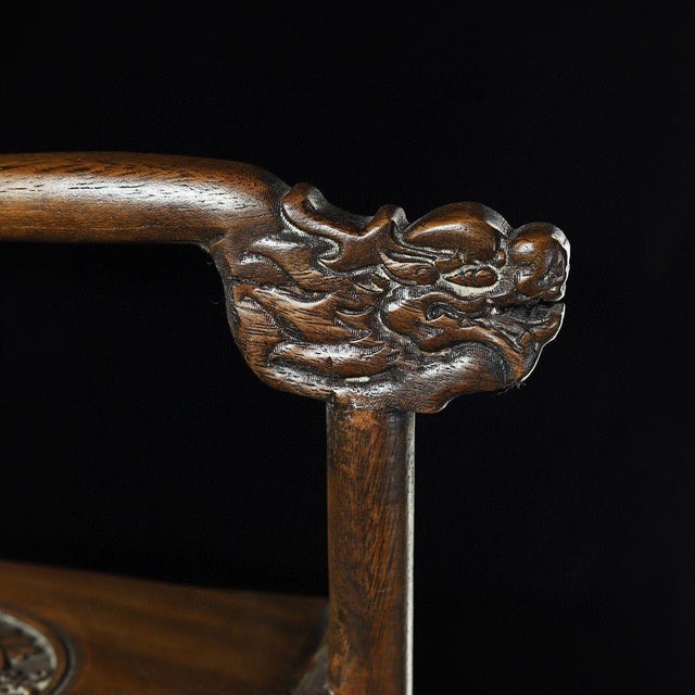 Chinoiserie 1980s Rosewood Polychrome Painted Portable Chest With Drawers & Dragon Crest | Chinoiserie Vanity Box For Sale - Image 3 of 9