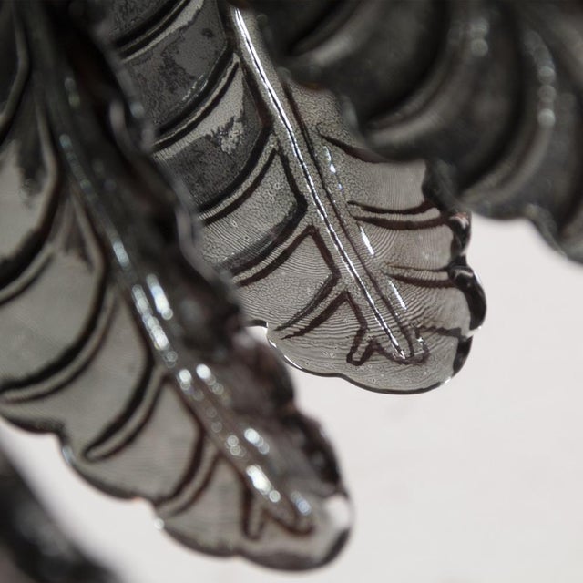 Gray Large Suspension Chandelier with Gray Murano Glass Leaves, 1990s For Sale - Image 8 of 11