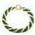 Elegant vintage 18k yellow gold rope bracelet accented with lush green emerald beads intricately wrapped around the...