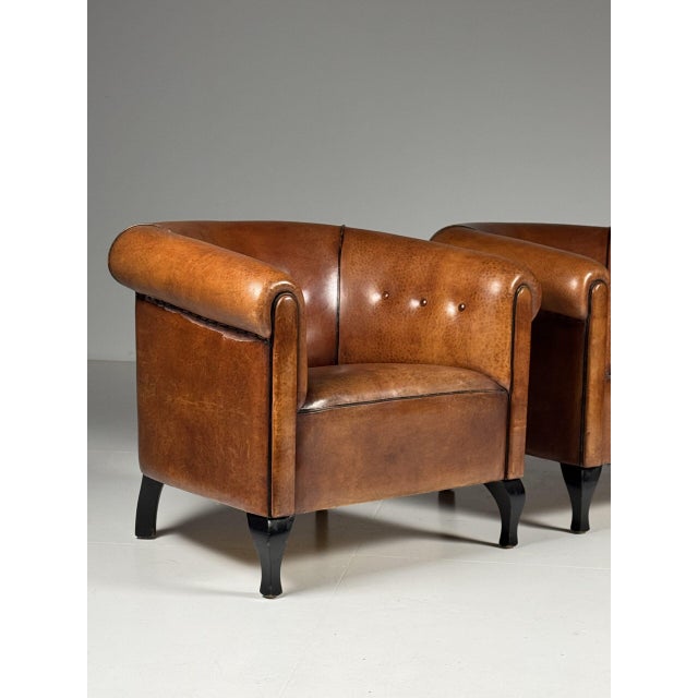 Vintage Club Chairs in Sheepskin Leather, Set of 2 For Sale - Image 6 of 18