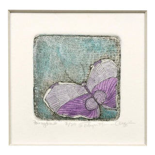 Unknown "Fairy Rush" Hand-Altered Iridescent Butterfly Lithograph circa 1990s For Sale