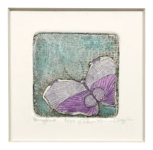 Unknown "Fairy Rush" Hand-Altered Iridescent Butterfly Lithograph circa 1990s