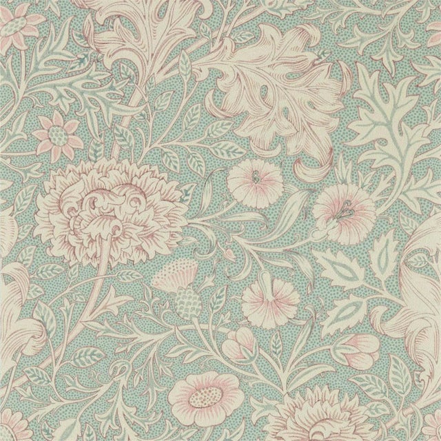 Morris & Co Double Bough Wallpaper in Teal Rose - a Sample For Sale