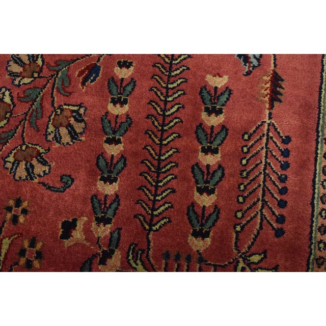 Pink Sarouk Rug 9’11” X 13′ Pink Wool Traditional Hand-Knotted Oriental Carpet For Sale - Image 8 of 15