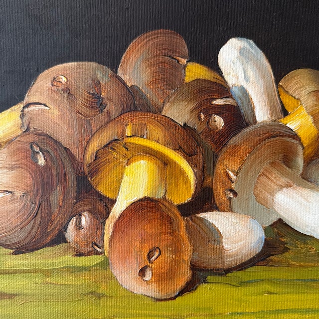 Still Life Oil Painting of Mushrooms by Italian Artist Angelo Garofalo For Sale In New York - Image 6 of 12