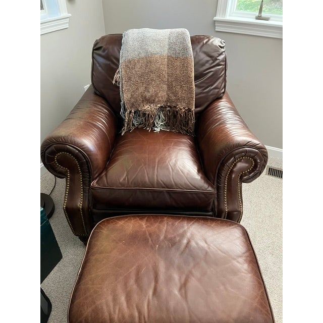 Brown Whittimore Sherrill Club Chair With Ottoman, Bayou Walnut For Sale - Image 8 of 8
