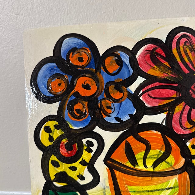 Abstract 1972 Original Flower Painting by Artist Peter Keil For Sale - Image 3 of 6
