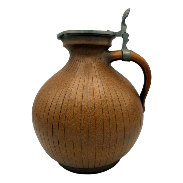 Large Handled Jug with Pewter Lid from Wilhelm Kagel, 1950s For Sale