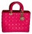 Christian Dior Lady Dior Large Lambskin Hot Pink / Fuschia Handbag, Excellent For Sale