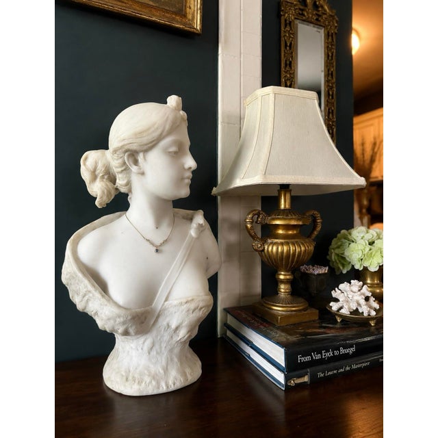 Guglielmo Pugi Bust of Diana Carved in Florence From White Carrara Marble, Late 19th - Early 20th-Century Signed F.lli Pugi Firenze For Sale - Image 4 of 7