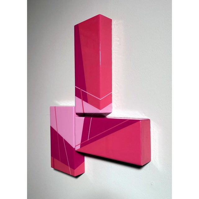 Contemporary David E. Peterson, Puzzle #122: Pink Colorful Geometric Abstract Wall Sculpture, 2024, Wood and Resin For Sale - Image 3 of 6
