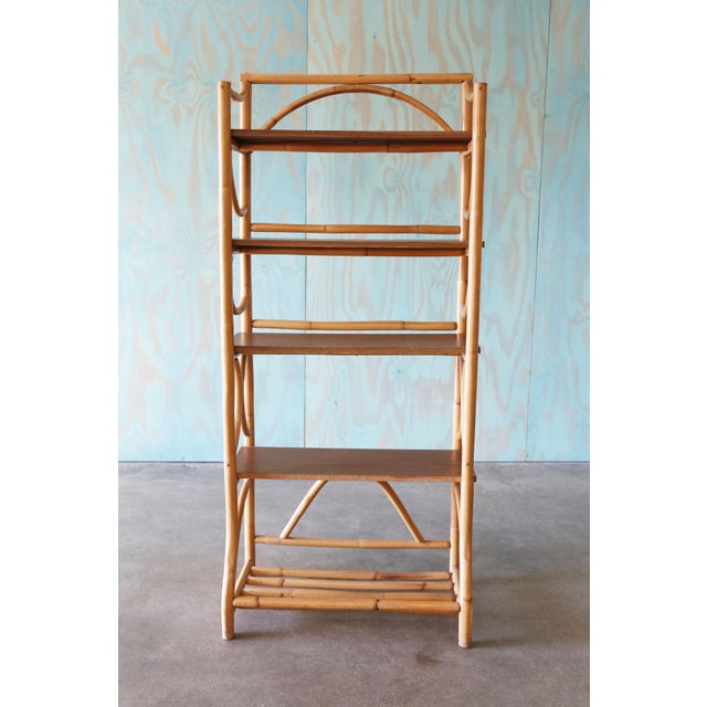 Mid-Century Modern Vintage Bamboo and Laminate Bookshelf For Sale - Image 3 of 10
